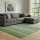 9' X 12' Green Ivory And Gray Striped Washable Area Rug With UV Protection