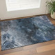 3' X 5' Blue Black And Gray Abstract Washable Area Rug With UV Protection
