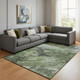 9' X 12' Green Gray And Charcoal Abstract Washable Area Rug With UV Protection