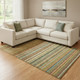 10' X 14' Coral Green And Blue Striped Washable Area Rug With UV Protection