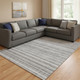 9' X 12' Gray And Silver Striped Washable Area Rug With UV Protection