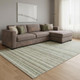 8' X 10' Sage And Ivory Striped Washable Area Rug With UV Protection