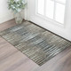 3' X 5' Brown Gray And Ivory Striped Washable Area Rug With UV Protection