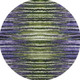 8' Purple Green And Ivory Striped Washable Round Rug With UV Protection