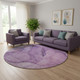 8' Purple And Ivory Abstract Washable Round Rug With UV Protection