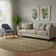 8' Green And Copper Floral Medallion Washable Round Rug With UV Protection