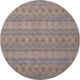 8' Chili Red Gray And Ivory Floral Medallion Washable Round Rug With UV Protection