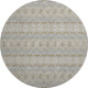 8' Silver Beige And Ivory Floral Medallion Washable Round Rug With UV Protection