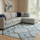 8' X 10' Sky Blue And Ivory Geometric Washable Area Rug With UV Protection