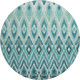 8' Teal White And Gray Southwestern Washable Round Rug With UV Protection