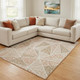 9' X 12' Terra Cotta And Beige Geometric Washable Area Rug With UV Protection