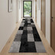 13' Gray And Black Geometric Shag Runner Rug