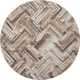 8' Brown And Ivory Chevron Washable Round Rug With UV Protection