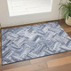 3' X 5' Blue And Ivory Chevron Washable Area Rug With UV Protection