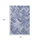 5' X 8' Blue And Ivory Chevron Washable Area Rug With UV Protection