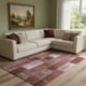 9' X 12' Burgundy And Ivory Patchwork Washable Area Rug With UV Protection
