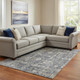 9' X 12' Charcoal Ivory And Gold Floral Washable Area Rug With UV Protection