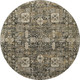 8' Coffee Ivory And Gold Floral Washable Round Rug With UV Protection