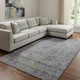 9' X 12' Fern Green And Purple Floral Washable Area Rug With UV Protection