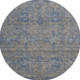 8' Khaki And Blue Floral Washable Round Rug With UV Protection