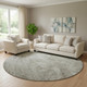 8' Taupe And Ivory Abstract Washable Round Rug With UV Protection