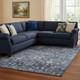 8' X 10' Blue And Ivory Oriental Washable Area Rug With UV Protection