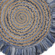 6' Beige And Blue Abstract Geometric Hand Woven Round Rug