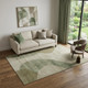 5' X 8' Beige And Olive Green Geometric Washable Area Rug With UV Protection