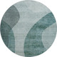 8' Green And Gray Geometric Washable Round Rug With UV Protection