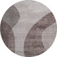 8' Coffee And Taupe Geometric Washable Round Rug With UV Protection
