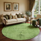 8' Artichoke Green And Gray Oriental Washable Round Rug With UV Protection
