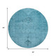 8' Blue And Gray Oriental Washable Round Rug With UV Protection