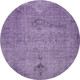 8' Purple And Ivory Oriental Washable Round Rug With UV Protection