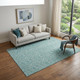 5' X 8' Teal And Ivory Floral Washable Area Rug With UV Protection