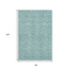 8' X 10' Teal And Ivory Floral Washable Area Rug With UV Protection