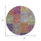 8' Copper Blue And Purple Patchwork Washable Round Rug With UV Protection