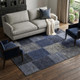 8' X 10' Navy Blue And Gray Patchwork Washable Area Rug With UV Protection
