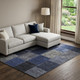 10' X 14' Navy Blue And Gray Patchwork Washable Area Rug With UV Protection