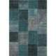 10' X 14' Teal And Gray Patchwork Washable Area Rug With UV Protection