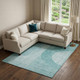 8' X 10' Teal And Ivory Geometric Washable Area Rug With UV Protection