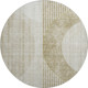 8' Taupe And Beige Geometric Washable Round Rug With UV Protection