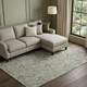 9' X 12' Artichoke Green And Gray Floral Washable Area Rug With UV Protection