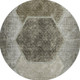 8' Taupe And Brown Geometric Washable Round Rug With UV Protection