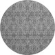 8' Gray And Silver Floral Washable Round Rug With UV Protection