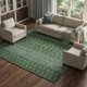 10' X 14' Olive Green Blue And Ivory Tribal Washable Area Rug With UV Protection