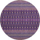 8' Purple And Yellow Tribal Washable Round Rug With UV Protection