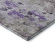 8' Purple Gray And Ivory Floral Washable Round Rug With UV Protection