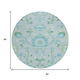 8' Mint Green Teal Blue And Ivory Round Floral Washable Indoor Outdoor Area Rug