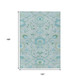 10' X 14' Mint Green Teal Blue And Ivory Floral Washable Indoor Outdoor Area Rug