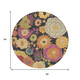 8' Black Gold And Pink Round Floral Washable Indoor Outdoor Area Rug